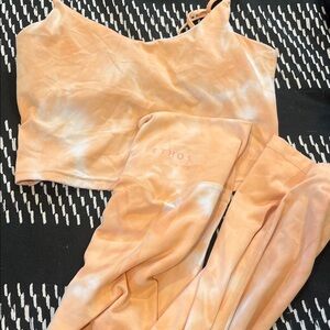 Ethos Peach Tie-Dye Crop Top and Leggings Set
